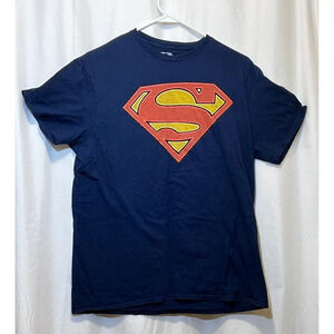 A1 Superman Movie TV Show Retro T-Shirt Tee Navy Blue Men's Medium